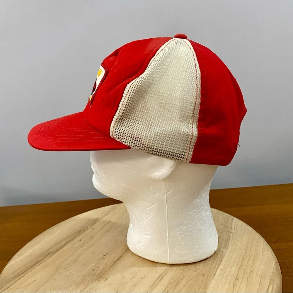 Young AN Vintage Datsun Mesh SnapBack‎ Trucker Advertising Hat Red Yellow 90s
